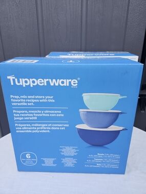 Tupperware 3-Piece Mixing Bowl Set - Blue & Teal